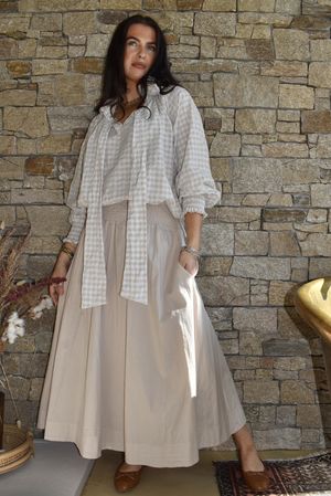 Nonni Gingham Poet Blouse Stone